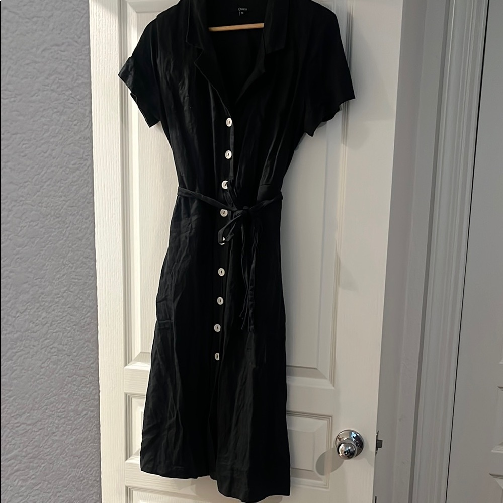 Quince European Linen Button Front Dress